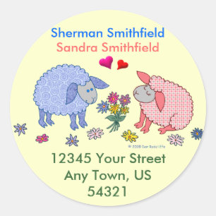 Liefdevolle lammetjes ronde sticker
