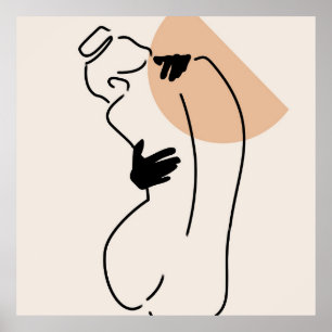 Liefdevolle lijnkunst poster