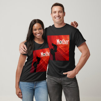 Liefdevolle Moeder Silhouet met Planeet en Hart On T-shirt