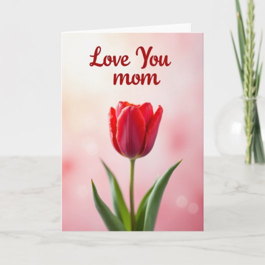 Liefdevolle Moeder Tulpen Rode Kaart (Voorkant)