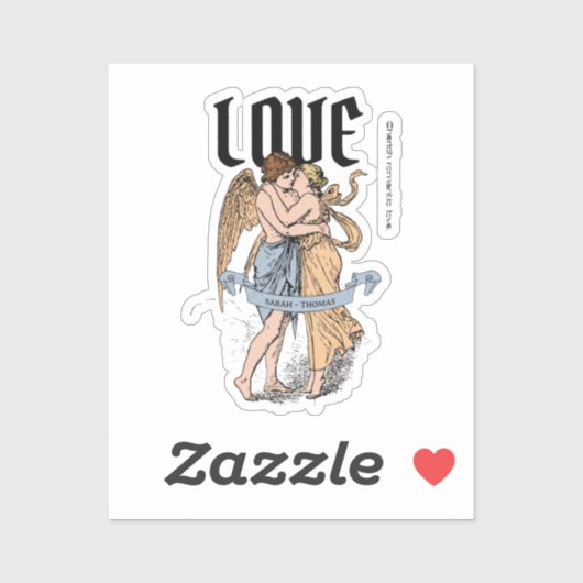 Liefdevolle Omhelzing – Illustratie van Romantisch Sticker (Vel)