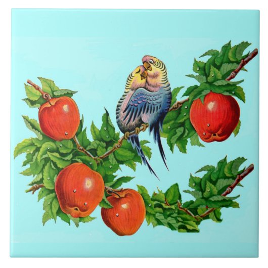 liefdevolle paraketten tegeltje (Voorkant)