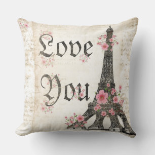 Liefdevolle Romantische Paris Roze kersenbloesem Kussen