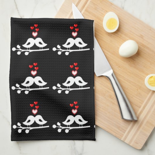 **LIEFDEVOLLE TORTELDUIFJES** KEUKENHANDDOEK (Quarter Fold)