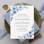 liefdevolle uitnodiging voor een blauwe bruiloft