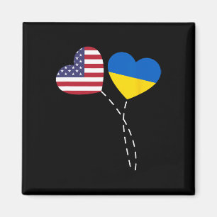 Liefdevolle Usa Oekraïense Vlag Hart Oekraïense Am Magneet