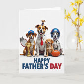 Liefdevolle Vaderdag Honden Kaart (Gele Bloem)