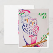 Liefdevolle Waterverf Uil Valentijn Kaart (Voorkant / Achterkant)