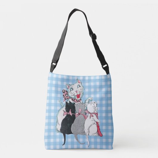 Liefdevolle witte moederkat met drie Kittens pllai Crossbody Tas (Achterkant)