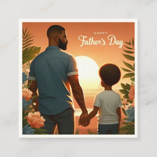 Liefdevolle zonsondergang Omarm Etnische Vader & Z Informatiekaartje (Voorkant)