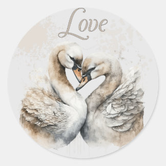 Liefdezwanen  ronde sticker