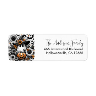 Liefelijk Bloemig Halloween Geest Retouradres Etiket