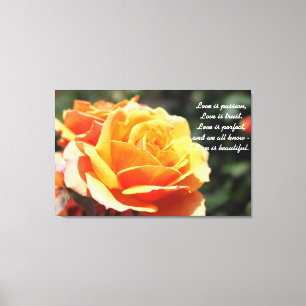 Liefgele rozenbloem - liefde is mooi canvas afdruk