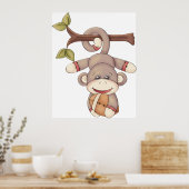 Liefhangende aap met voetbal poster (Keuken)