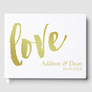liefhebben   Gold Brush Script Wedding Gastenboek