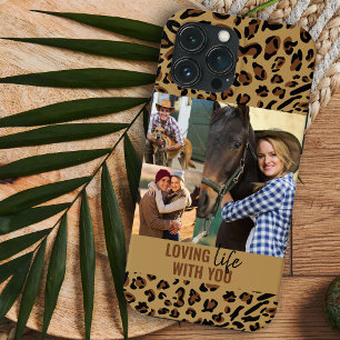 Liefhebben van het Leven met Je Luipaardprint 3 Fo iPhone 13 Pro Max Hoesje