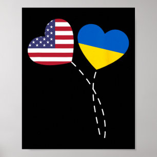 Liefhebben van Usa Oekraïne Vlag Hart Oekraïense A Poster
