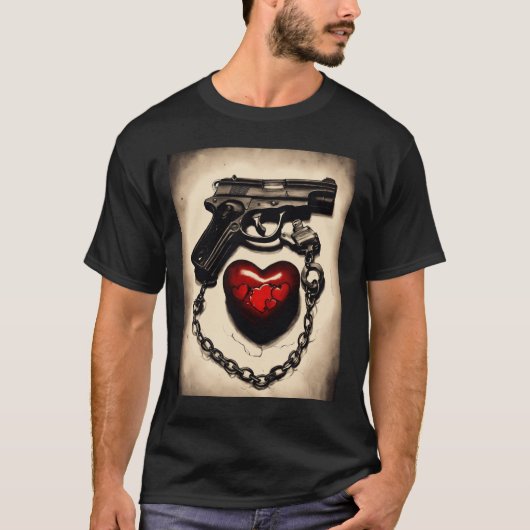 Liefhebben, vergrendelen en laden t-shirt (Voorkant)