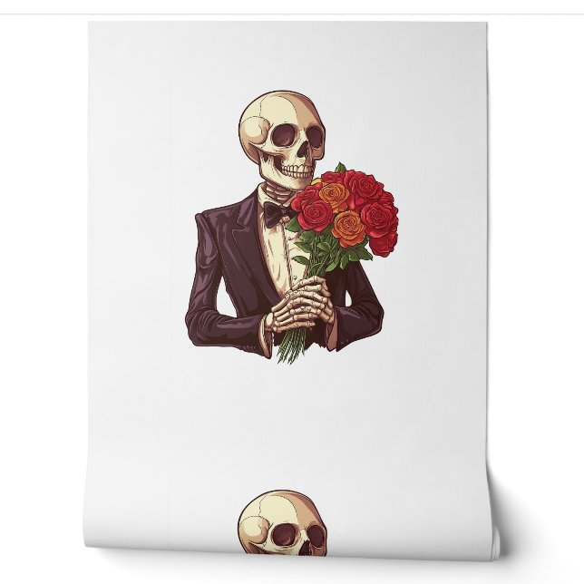 Liefhebber Botten - Grappig Romantisch Skelet Behang (Afrollen)