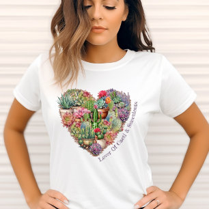 Liefhebber van cactussen en vetplanten in een hart t-shirt