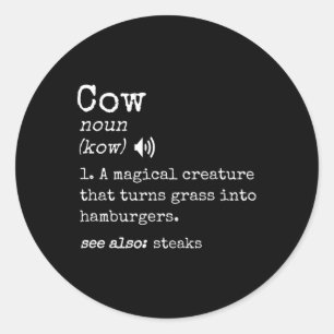 Liefhebber van gegrild rundvlees Steak Grappige Ko Ronde Sticker