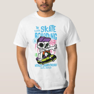 Liefhebber van het skateboarden   Schedel met Pet  T-shirt