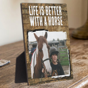 Liefhebber van rustieke paarden 1 foto bruin wit fotoplaat