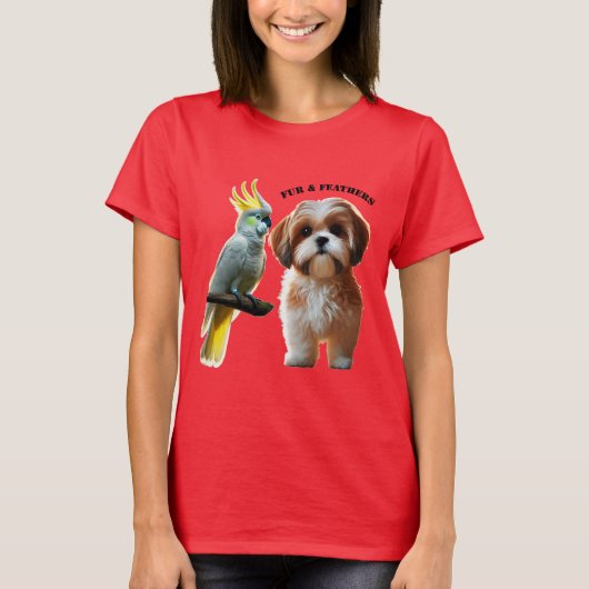 Liefhebber van Shih Tzu Dog en Cockatoo Bird URM T-shirt (Voorkant)