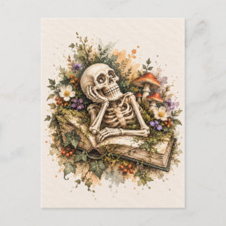 Liefhebber van skeletboeken gotische waterverf ans feestdagenkaart