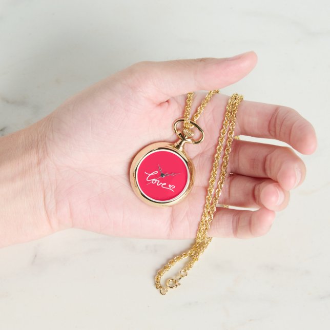 Liefhebber van witte tekst op roze horloge (Hand)