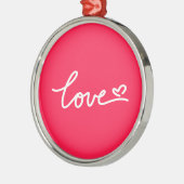 Liefhebber van witte tekst op roze metalen ornament (Links)