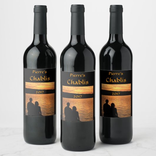 Liefhebbers bij Sunset Lake Wine Label Wijn Etiket (Flessen)