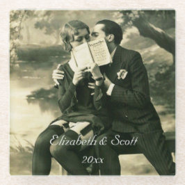 Liefhebbers Geheimen Sexy  Pin-Up Paar Wedding Glazen Onderzetter