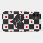 Liefhebbers Initialen Rode Hart Checkerboard Case-Mate iPhone Case (Achterkant (horizontaal))