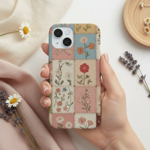 Liefhebbers Patchwork Quilt Bloemige Botanische Ro iPhone 15 Hoesje