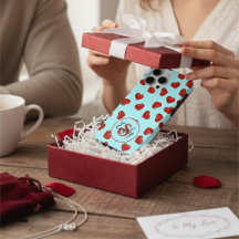 liefhebbers Rode harspatroon op Blue Custom Monogr