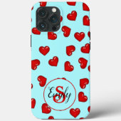 liefhebbers Rode harspatroon op Blue Custom Monogr Case-Mate iPhone Case (Achterkant)