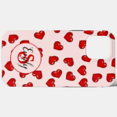 liefhebbers Rood hart op Zachte roze monogrammen n Case-Mate iPhone Case (Achterkant (horizontaal))