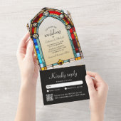 Liefhebbers Tarot Glas in lood stijl Europese brui All In One Uitnodiging (Afscheurbaar)