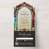 Liefhebbers Tarot Glas in lood stijl Europese brui All In One Uitnodiging (Binnen)