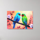 Liefhebbers tussen bloesems canvas afdruk (Voorkant)