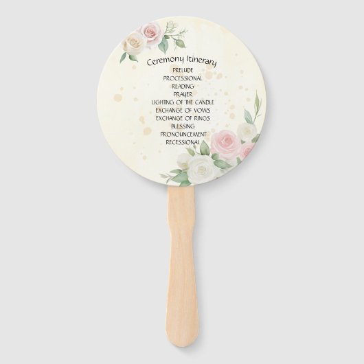 Liefhebbers van het Pink and White Rose Dusky Bloo Handwaaier (Achterkant)