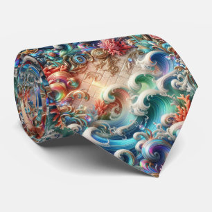 Liefhebbers van het strand Tie Regenboog Oceaan Stropdas
