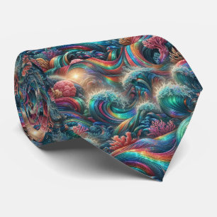 Liefhebbers van het strand Tie Regenboog Oceaan Stropdas