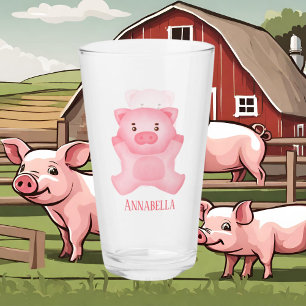 liefhebbers van schattige varkens noemen hun naam glas