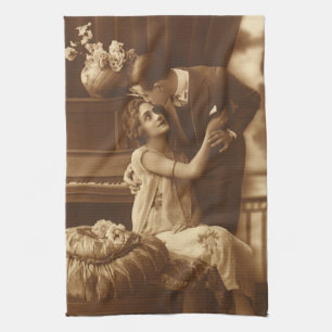 Liefhebbers van vintage, liefde romantische romant theedoek