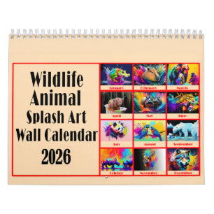 Liefhebbers van wilde dieren Kleurrijke spatkunst  Kalender