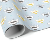 Liefhoningbijen blauw cadeaupapier (Rol Hoek)