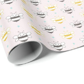 Liefhoningbijen roze cadeaupapier (Rol Hoek)