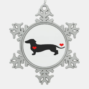 Liefje Dachshund Tin Sneeuwvlok Ornament